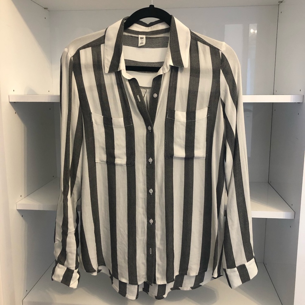 BP Grey and white stripe blouse XS